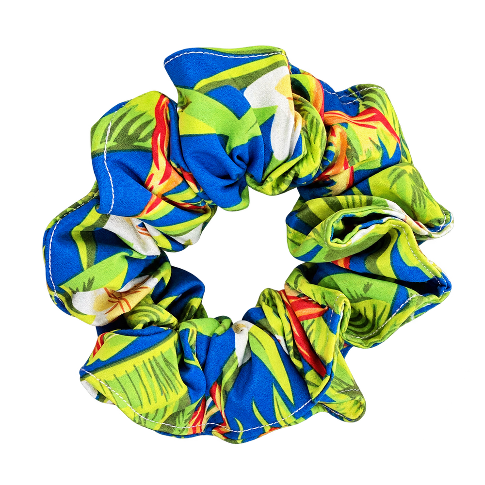 Scrunchie tropical azul y verde