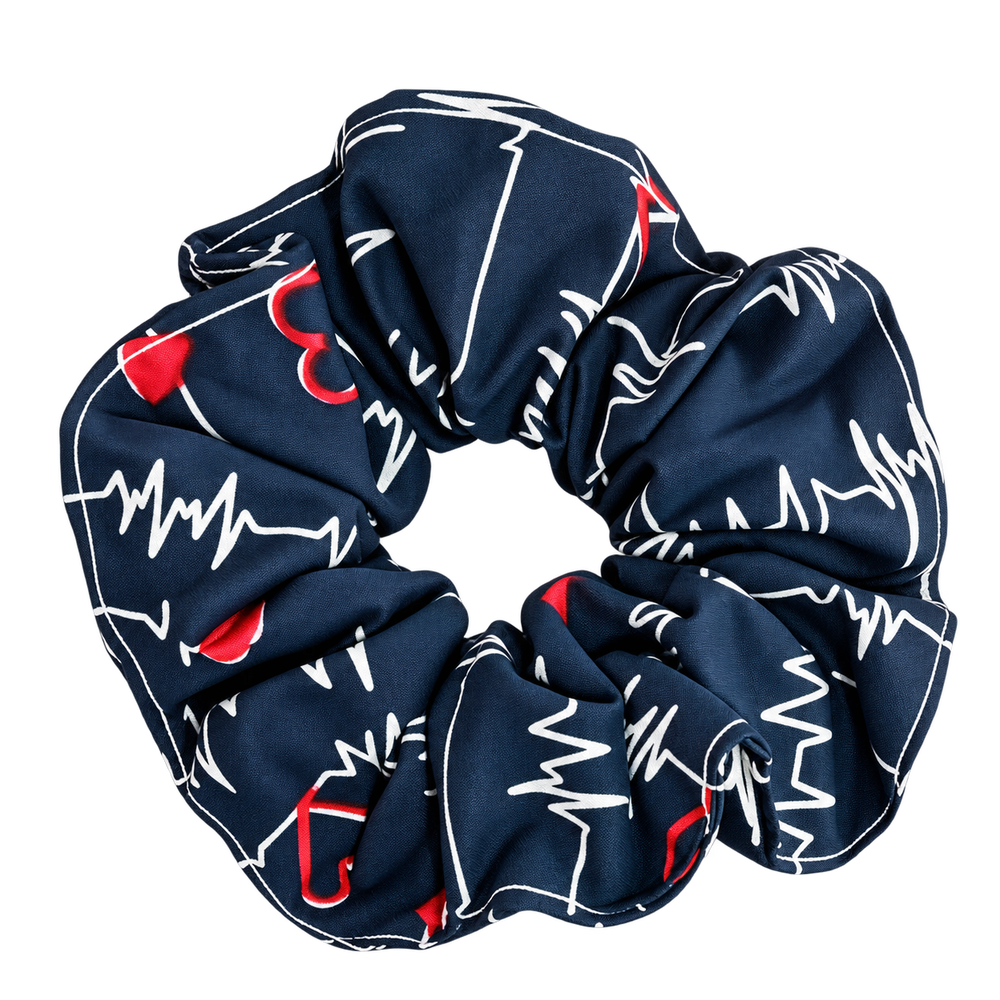 Scrunchie azul con trazos