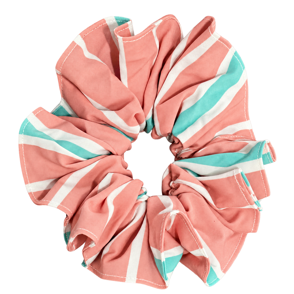 Scrunchie rosa con rayas