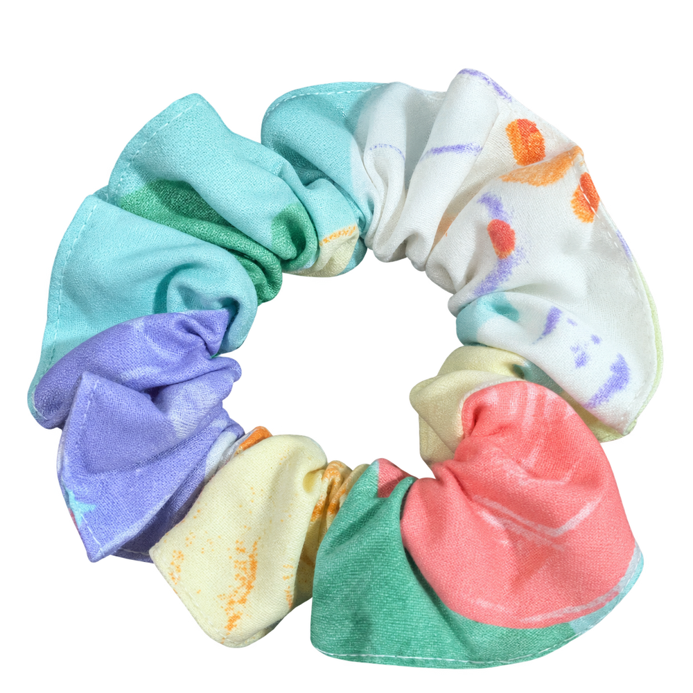 Scrunchie estampado acuarela pastel de la colección limitada, portada individual.
